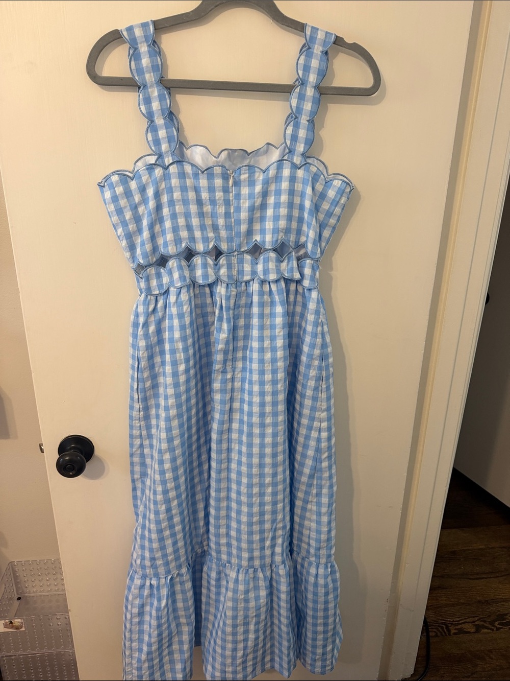 NWT Day + Moon Blue Gingham Smocked Maxi Dress Size L - Picture 3 of 3